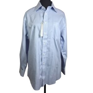 Nordstrom Light Blue Checkered Dress Shirt Size 15.5